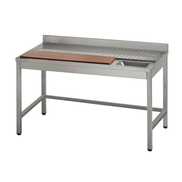 Tavolo preparazione carne con tagliere e foro, l=2000 mm