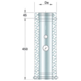 Tubo de controlo de fumos em inox, parede dupla, 500 mm x ø 250 mm interior
