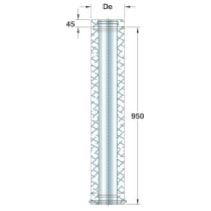 Stainless steel round duct, double-walled, 1000 mm x ø 200 mm internal