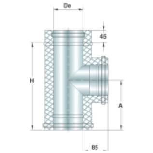 Edelstahl-T-Verbindungselement 90°, doppelwandig, ø 300 mm intern