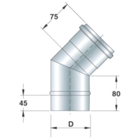 Edelstahl-Bogen 30°, einwandig, ø 200 mm