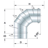 Orientable stainless steel curve 90°, single-walled,...