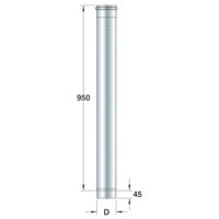 Edelstahl-Rundrohr, einwandig, 1000 mm x ø 250 mm