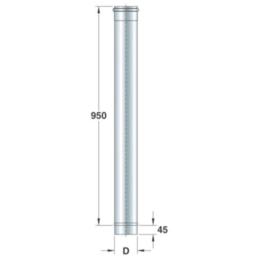 Edelstahl-Rundrohr, einwandig, 1000 mm x ø 300 mm