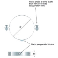 Abrazadera de pared en inox, ø 350 mm