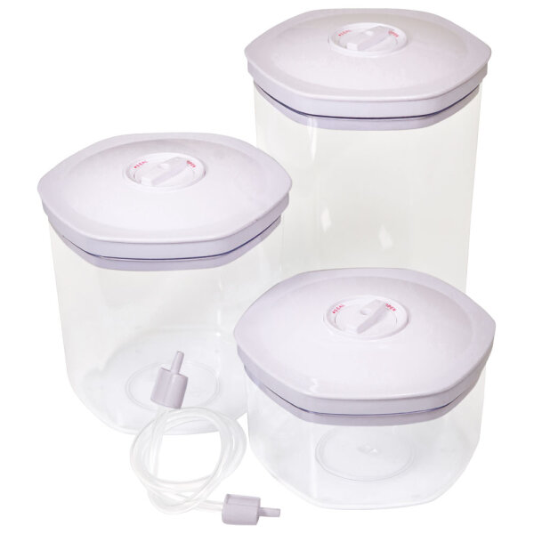 Vacuum container set (3 pcs), 0,75 + 1,4 + 2,0 litres