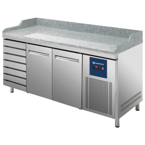 Bancada de pizza com 2 portas 600x400 mm, 7 gavetas 600x400 mm
