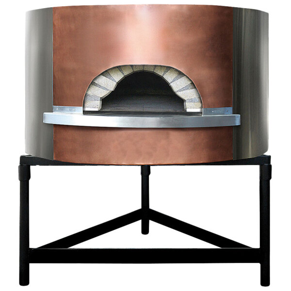 horno pizza a madera con fachada en cobre, solera ø 1450 mm, capacidad 8/10 pizzas
