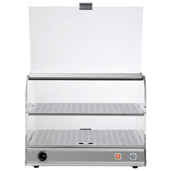 Vitrina caliente con 2 niveles y vidrio curvado, +40°C