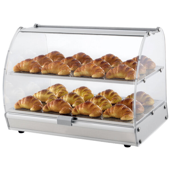 Neutral display case 2 levels with curved glass front