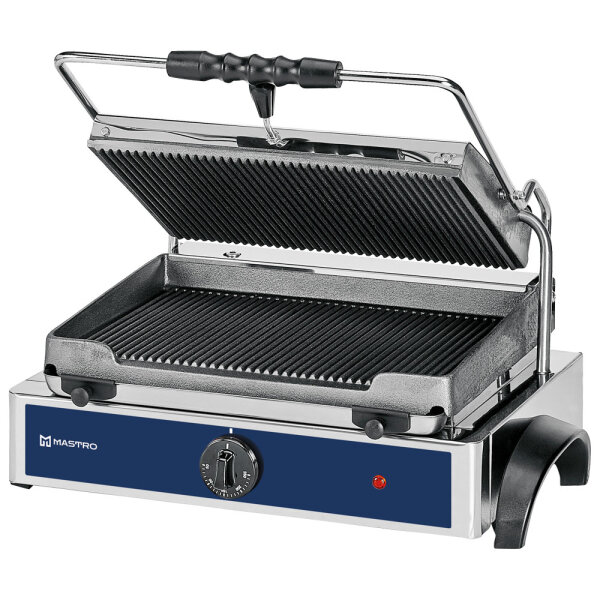 Kontaktgrill mit 1 Gusseisenplatte, gerillt/gerillt, 365x245 mm