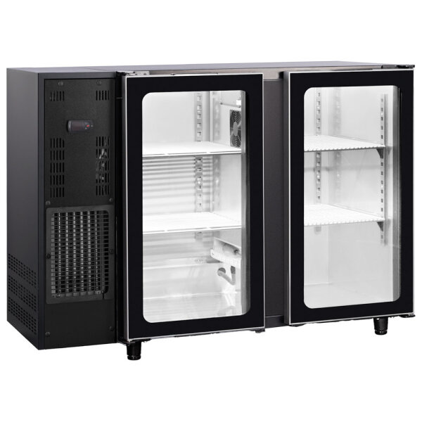Vetrina refrigerata sottobanco con 2 porte battenti in vetro, 380 litri, -2°/+8°C - verniciata nera
