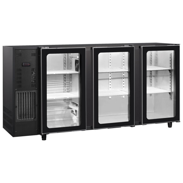 Vetrina refrigerata sottobanco con 3 porte battenti in vetro, 587 litri, -2°/+8°C - verniciata nera