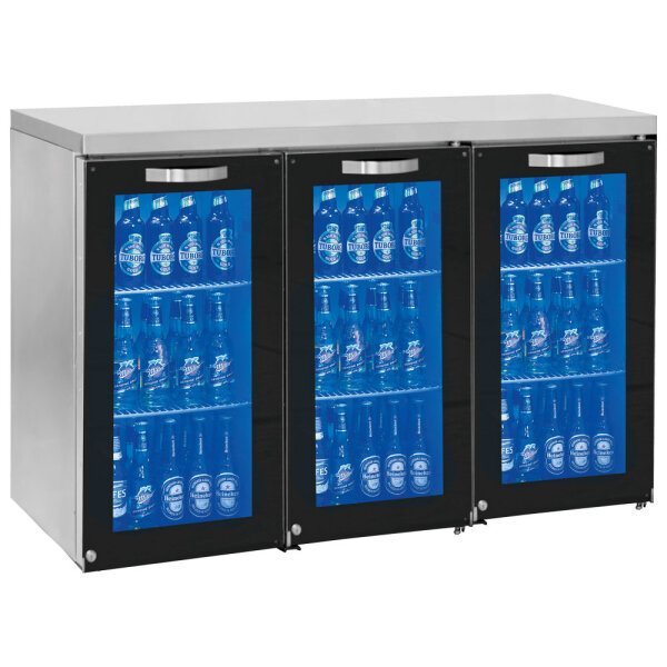 Vetrina refrigerata sottobanco sinistra a 3 porte in vetro battenti, 90/120 bottiglie