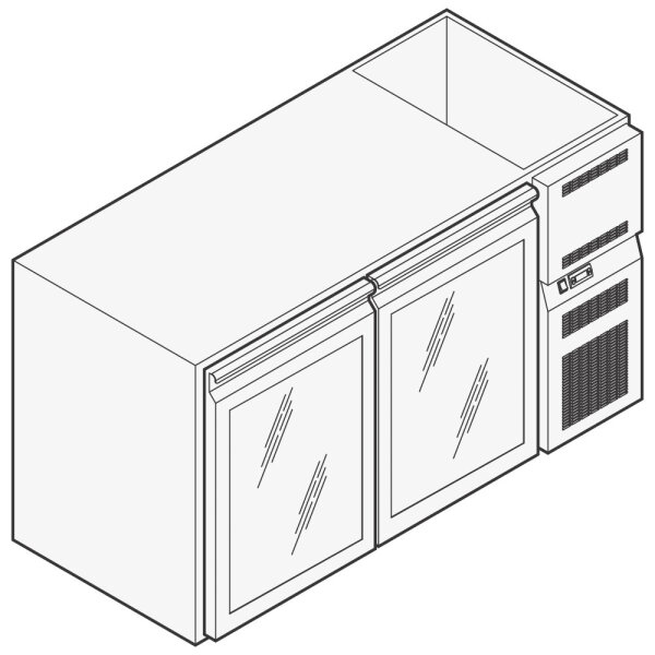 Bancada refrigerada para bebidas com 2 portas em vidro, 1510x590 mm, +2°/+10°C