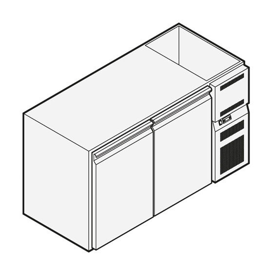 Bancada refrigerada para bebidas com 2 portas com lavatório refrigerado, 1510x590 mm, +2°/+10°C
