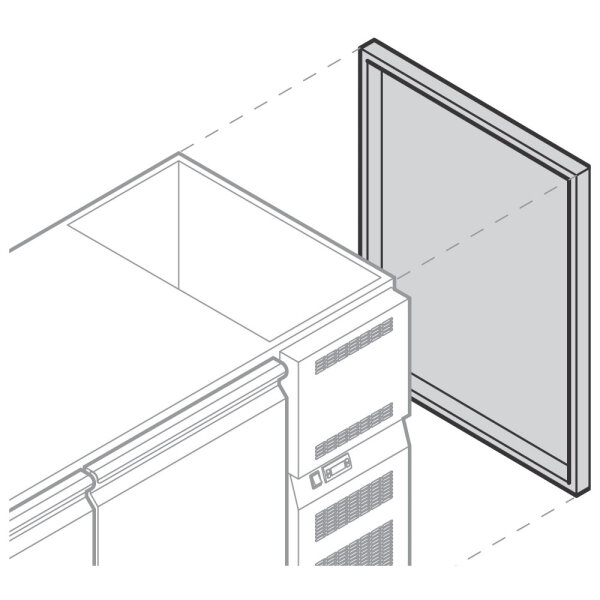 End side cover panel for refrigerated beverage counters, 590x850 mm