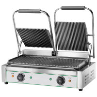 Kontaktgrill mit 2 Gusseisenplatten, gerillt/gerillt, 2x...