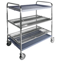 drying rack trolley for plates and glasses with 3 levels,...