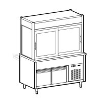 Refrigerated display unit 3 levels, tank on refrigerated...