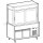 Refrigerated display unit 3 levels, tank on refrigerated cupboard, on customers side curtain, 4x GN 1/1