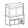 Refrigerated display unit 3 levels, top on refrigerated cupboard, customers side curtain, 6x GN 1/1