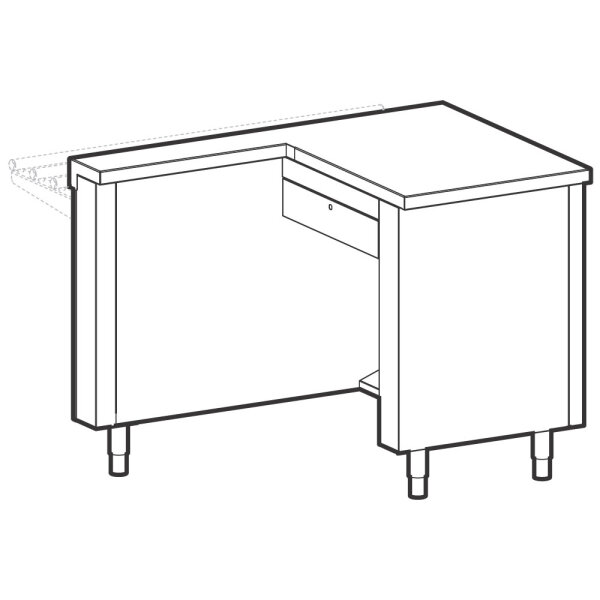 Cash-desk unit, left, with protection, with lockable drawer and electrical socket