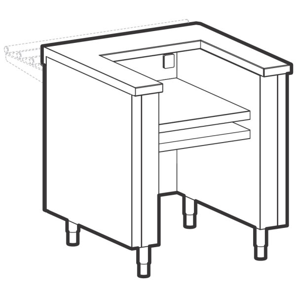 Elemento de soporte de la placa de cocina, con zócalo, 1500x800 mm