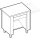 Elemento cassa frontale, destra, con pedana poggiapiedi e cassetto con serratura e presa di corrente