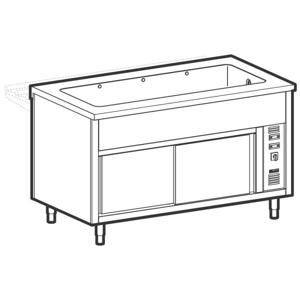 Unit with heated plate made of tempered glass on heated cupboard, 3x GN 1/1
