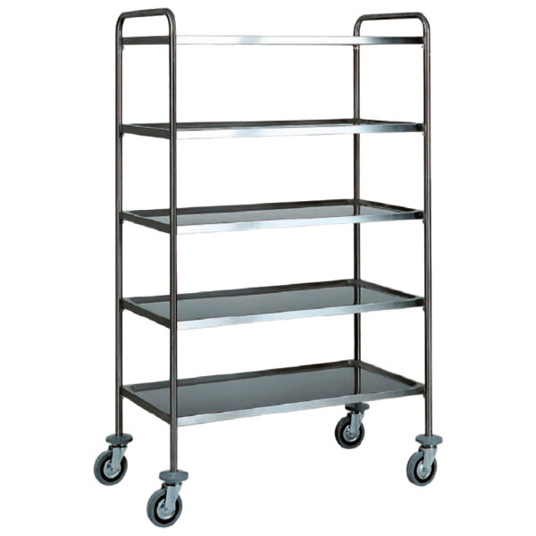 Carrello di servizio in inox con 5 piani stampati