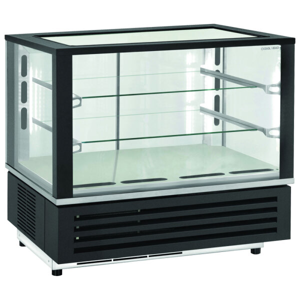 Vitrina refrigerada de bancada com 2 prateleiras de vidro e portas de correr, -1°/+5°C