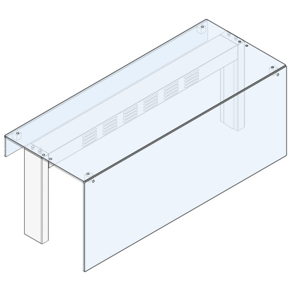 1-tier overshelf with straight glass and breath-saving front glass, 735x475 mm