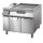 Electric griddle chromed ½ smooth ½ ribbed on cabinet with door, two-sided panel control