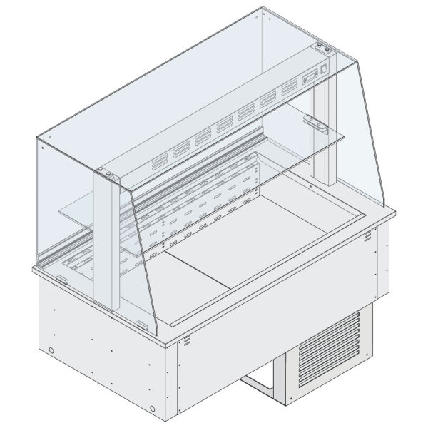 DELI Umluft-Kühltheke mit 1 Zwischenboden, mit Kühlaggregat, kundenseitig geschlossen, 5x GN 1/1