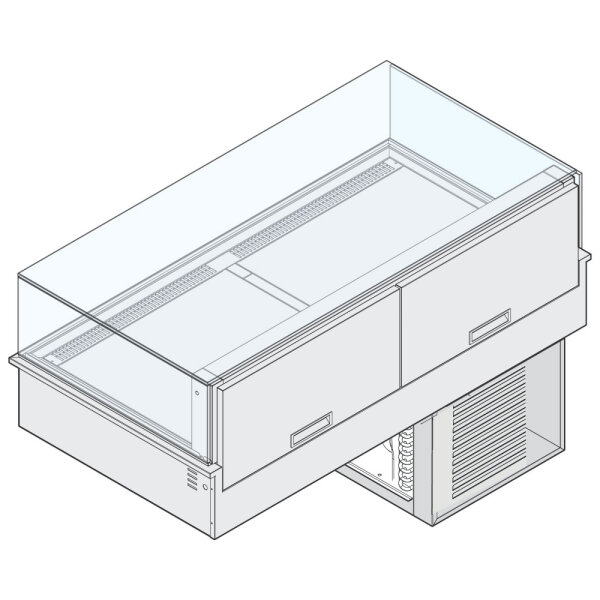 Vitrina refrigerada con difusor trasero, con unidad de refrigeración, 3x GN 1/1