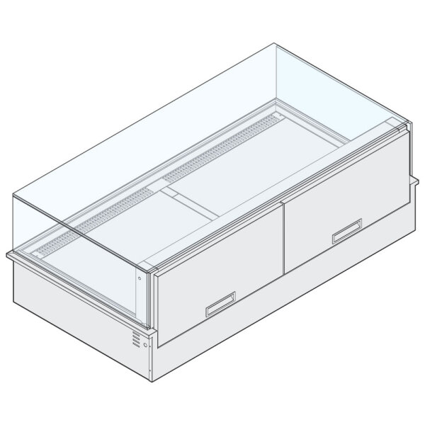 Expositor refrigerado com difusor traseiro, para arrefecimento a distância, 2x GN 1/1