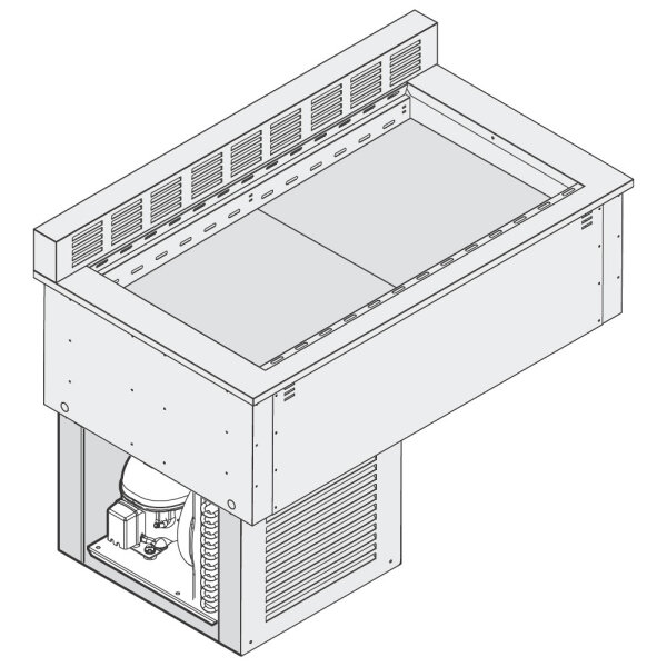 Vasca refrigerata con diffusore posteriore, gruppo refrigerante incorporato, 2x GN 1/1