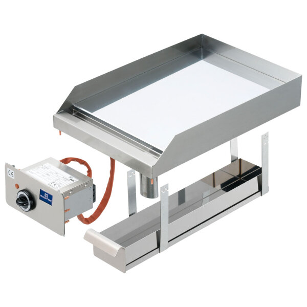 Grelhador eléctrico encastrável, placa cromada lisa