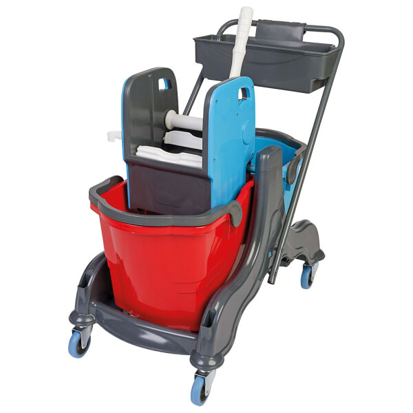 Carro de esfregona 2x 25 + 2x 5 litros com suporte para utensílios