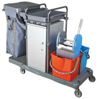 Reinigungswagen mit Sackhalter und Schrank