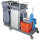 Cleaning trolley with bag holder, cupboard and mop bucket