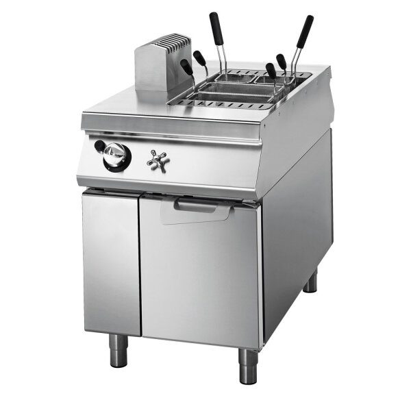 Gas pasta cooker on cabinet with door, 1 GN 1/1 well - 40 litres