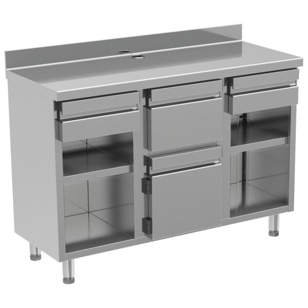 Coffee machine counter 1500x600 mm with 2 drawers, coffee ground drawer, closed cabinet