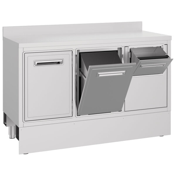 Kaffeemaschinentheke 1480x700 mm mit Kaffeesatzschublade, Abfallbehälter, 1 Tür