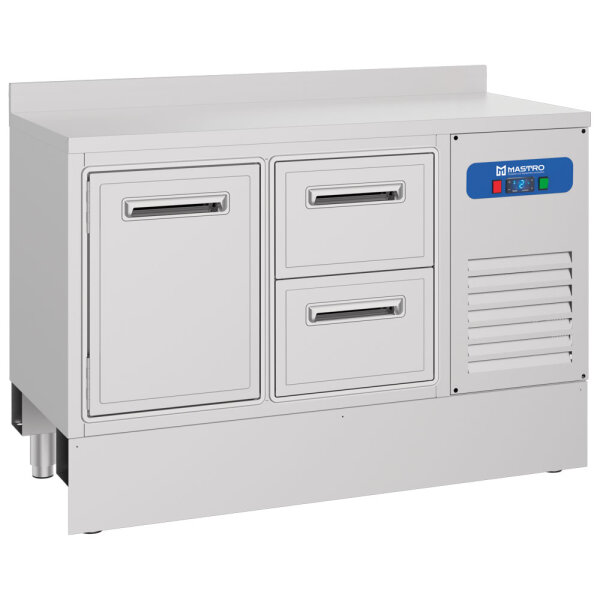 Banco bar refrigerato a 1 porta e 2 cassetti, 1410x600 mm, 310 litri, -2°/+8°C