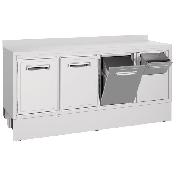 Kaffeemaschinentheke 1950x600 mm mit Kaffeesatzschublade, Abfallbehälter, 2 Türen