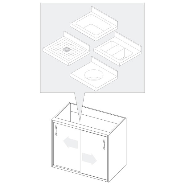 Cupboard with sliding doors for sink units, 1000x590 mm