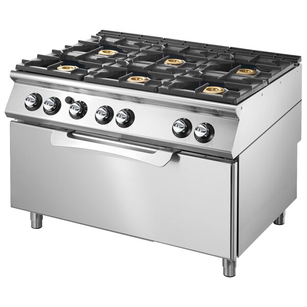 Fogão a gás com forno a gás estático maxi, 6 queimadores