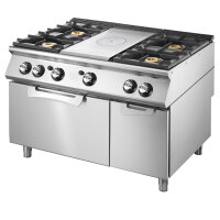 Tuttapiastra gas su forno a gas statico GN 2/1 e vano...